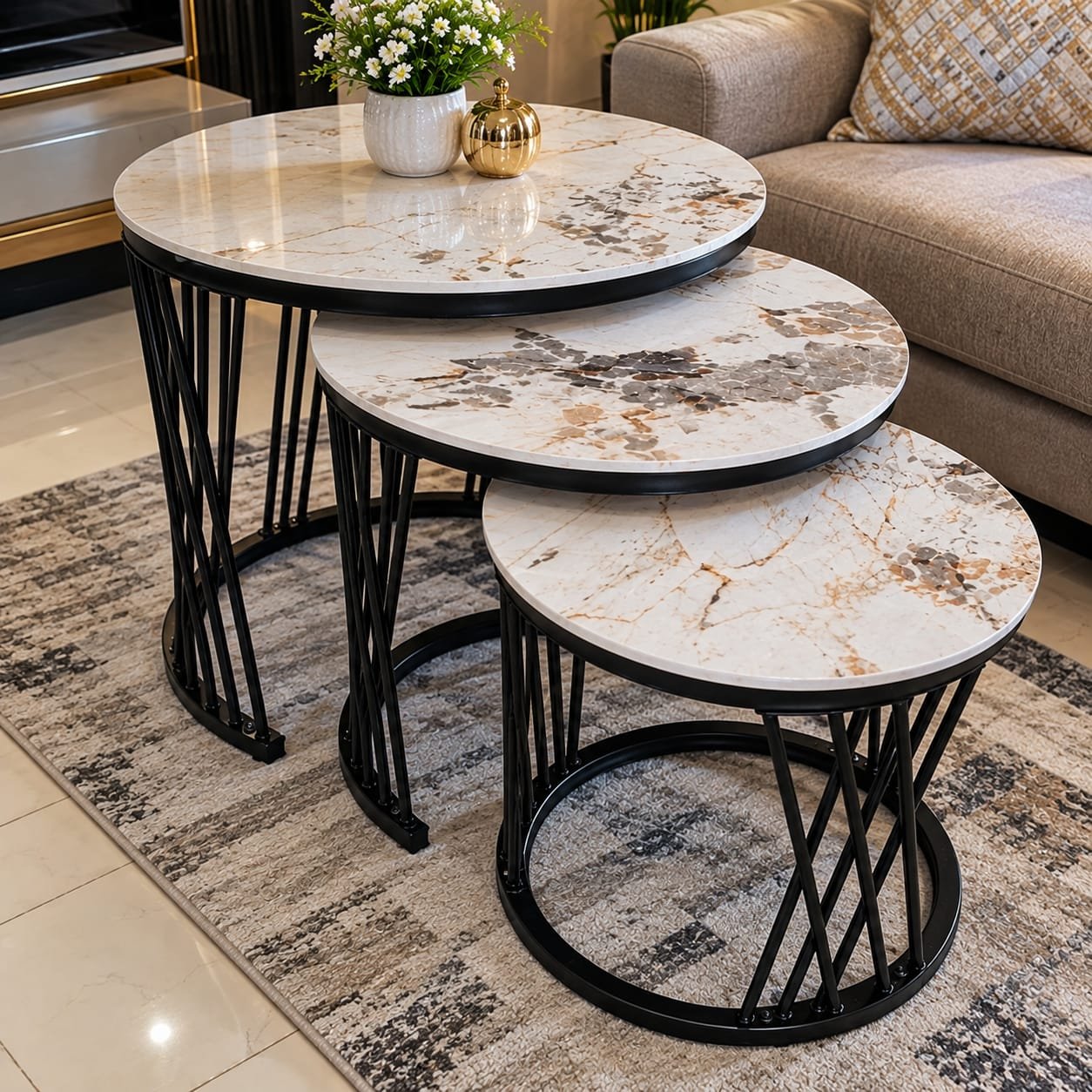 3 in 1 executive pure marble table
