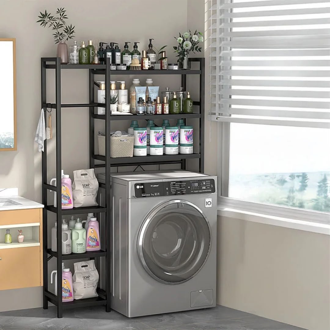 Multifunctional rust free washing machine Rack with storage shelves for shampoo,towels and detergents etc 