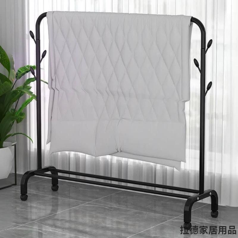 Single pole standing iron cloth drying rack with an under shoe rack 