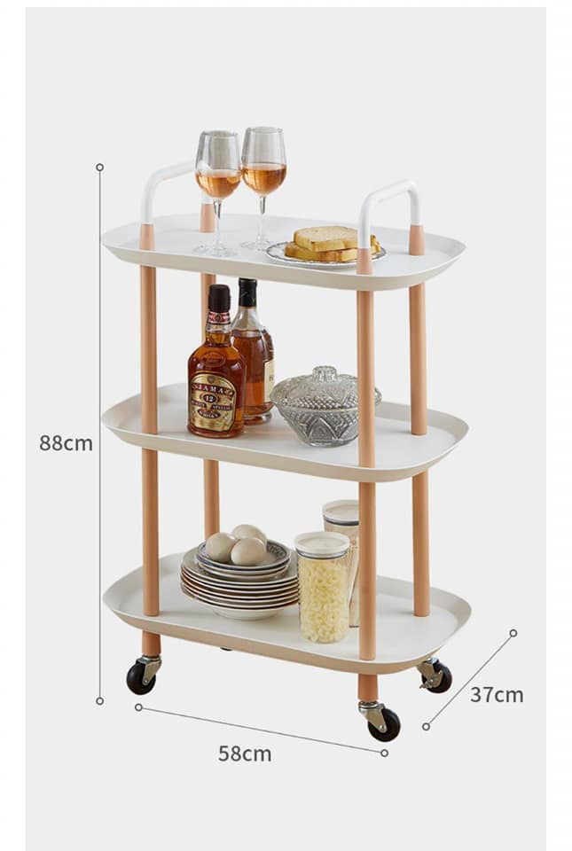 3 tier Nordic style luxury mobile trolley 