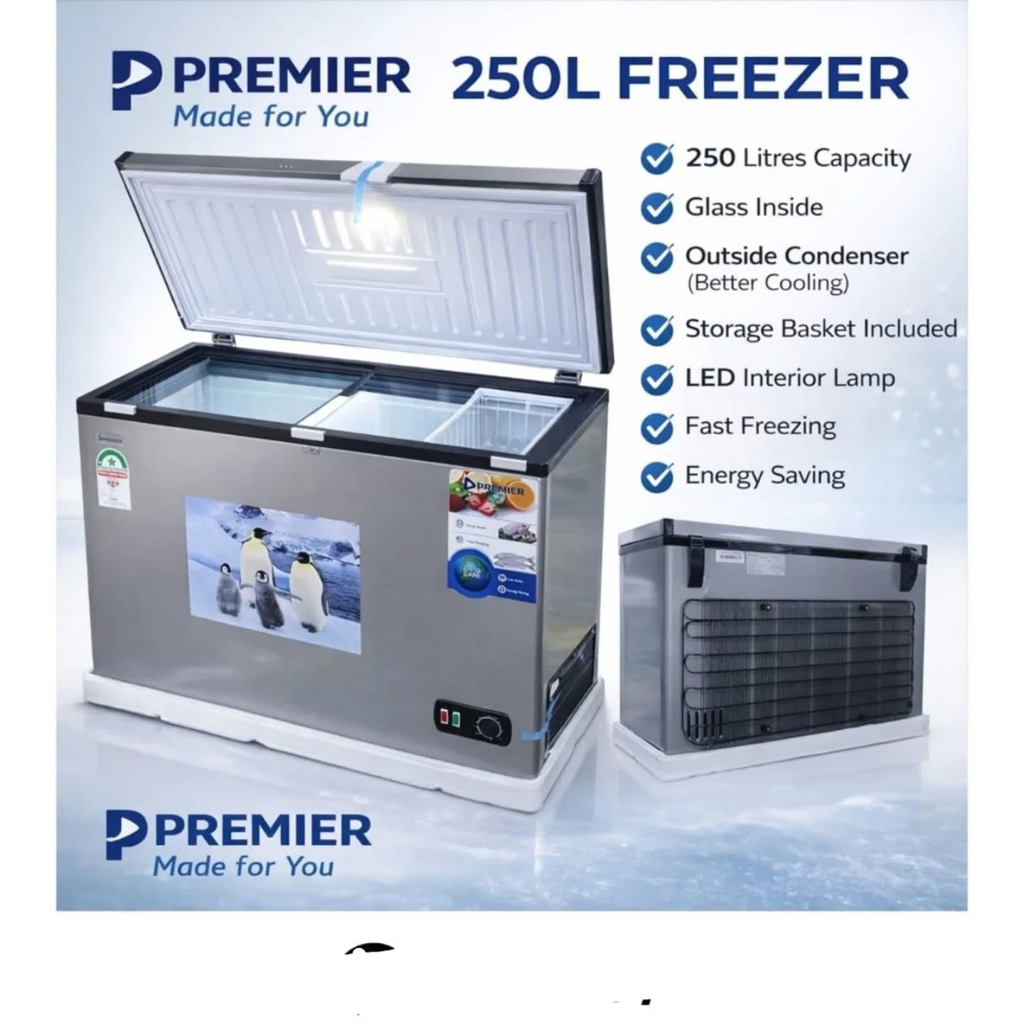 Premier freezer 250litres