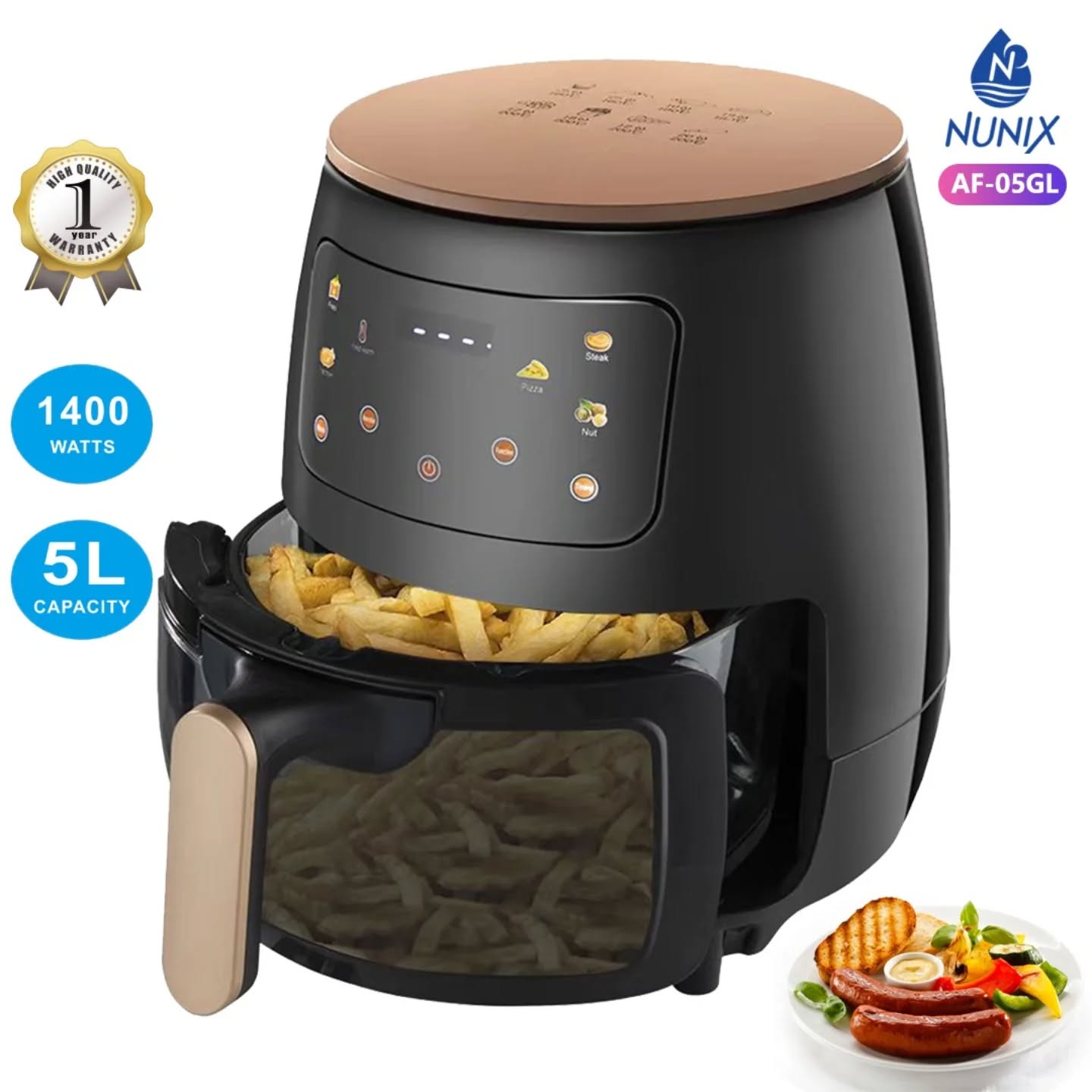 Air fryer with glass door