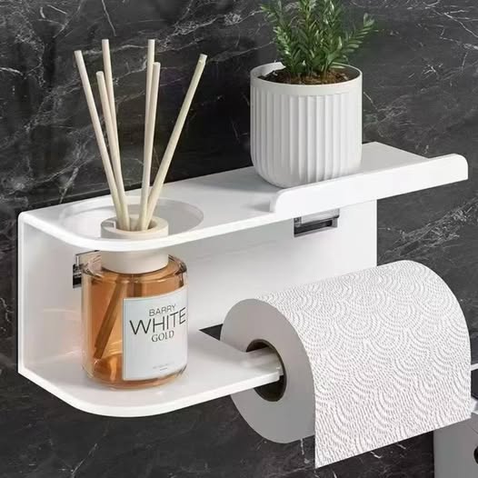 Wall mounted toilet paper holder with shelf 