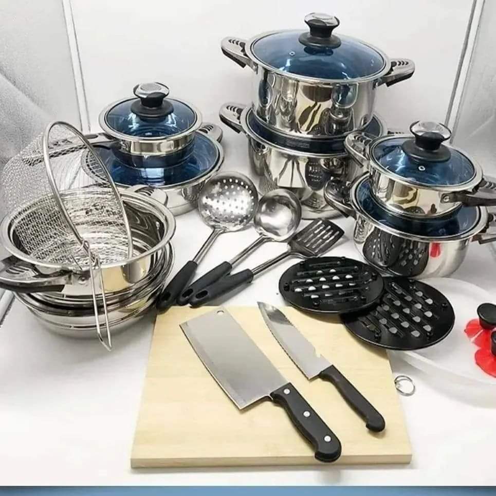 30-piece stainless steel set Marwa German Long Life heavy-duty cookware bundle
